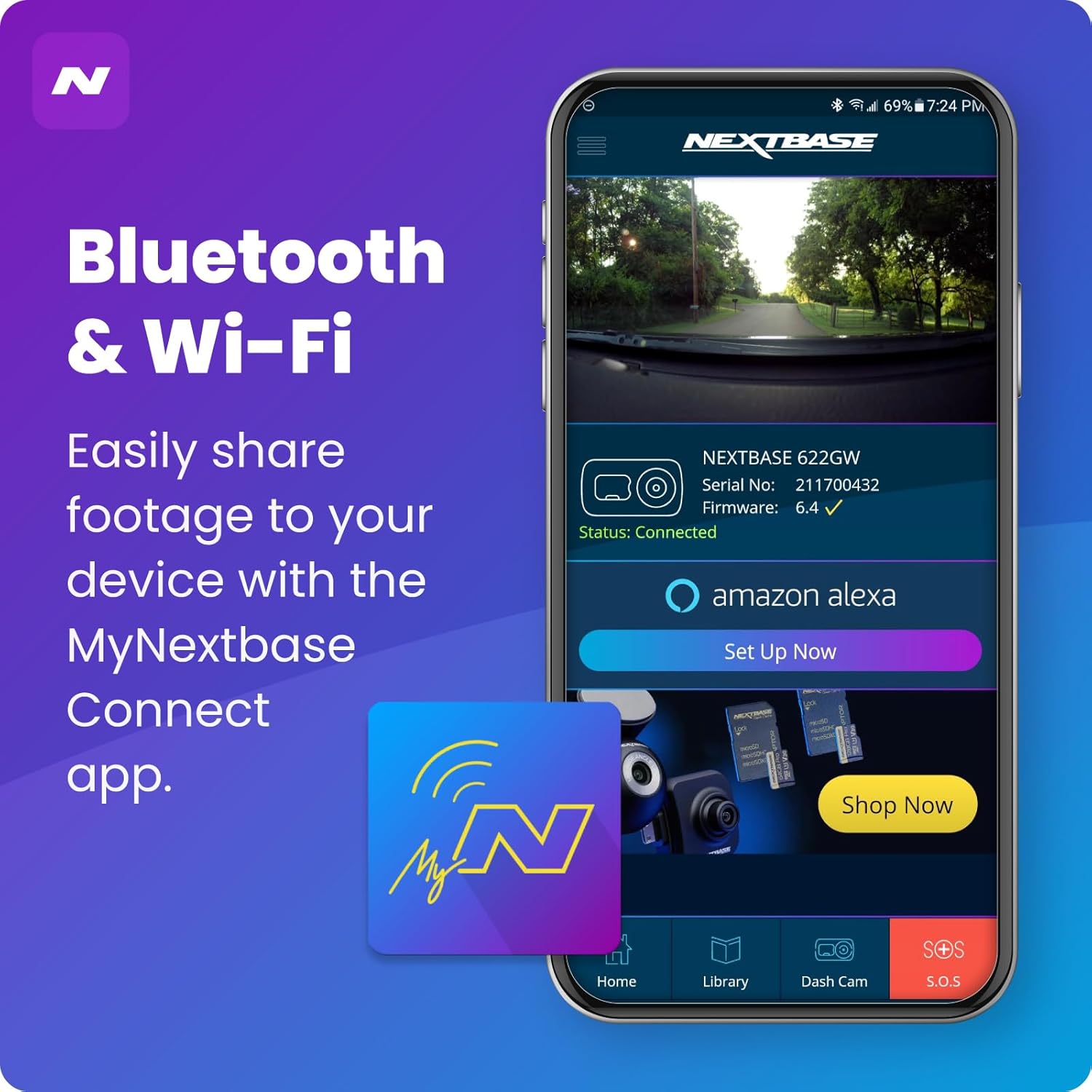 Nextbase 422GW Dash Cam – 2K 1440p, 140° Wide Angle Front Camera – Wi-Fi, 10Hz GPS, Bluetooth – Parking Mode, Voice Control, Night Vision, Polarising Filter Compatible